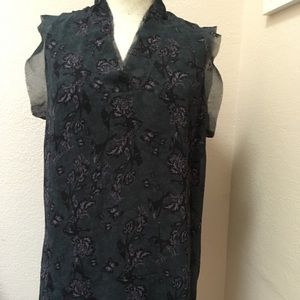 CAbi Evermore navy floral blouse